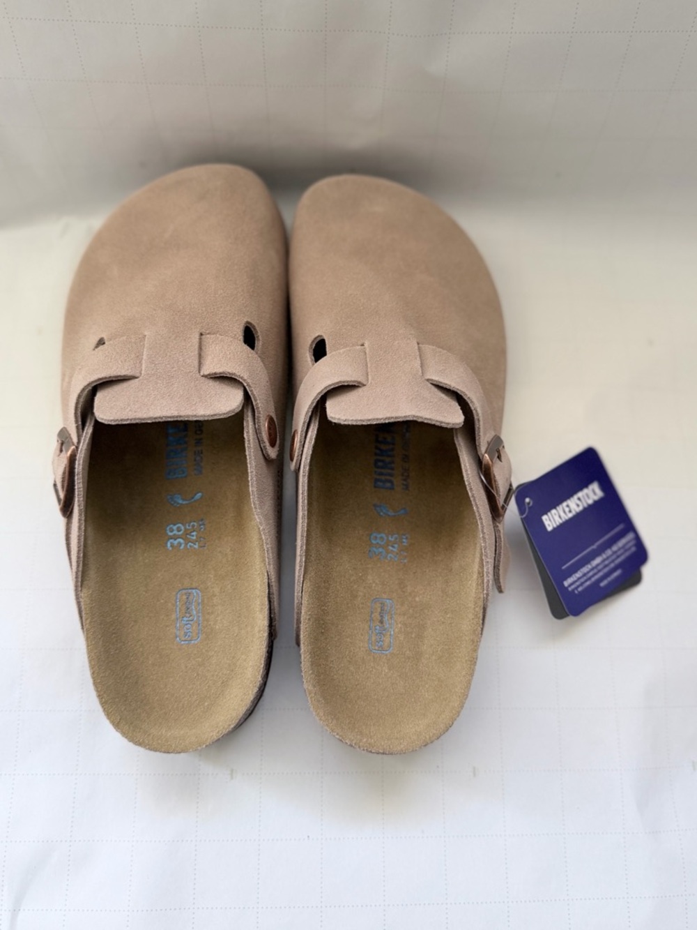 Birkenstock Boston Clogs in Blush Suede